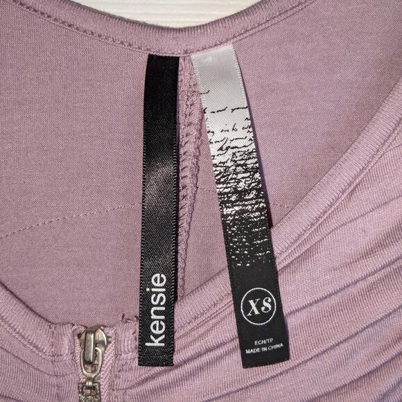 Kensie Purple Lavender Ruched Shirred Bodice Front Zipper Dress XS - Picture 5 of 15